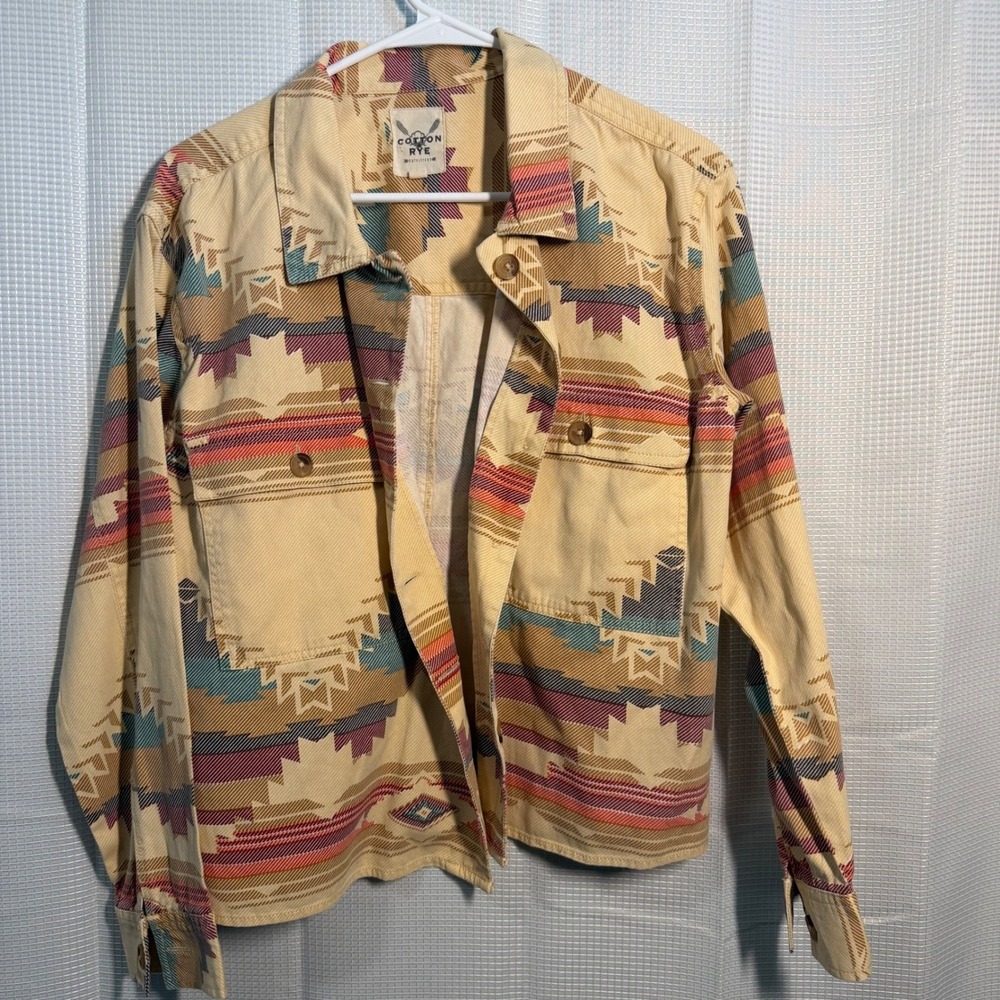 Cotton‎ Rye Outfitters Shirt Jacket Cotton Aztec Geometric Southwestern